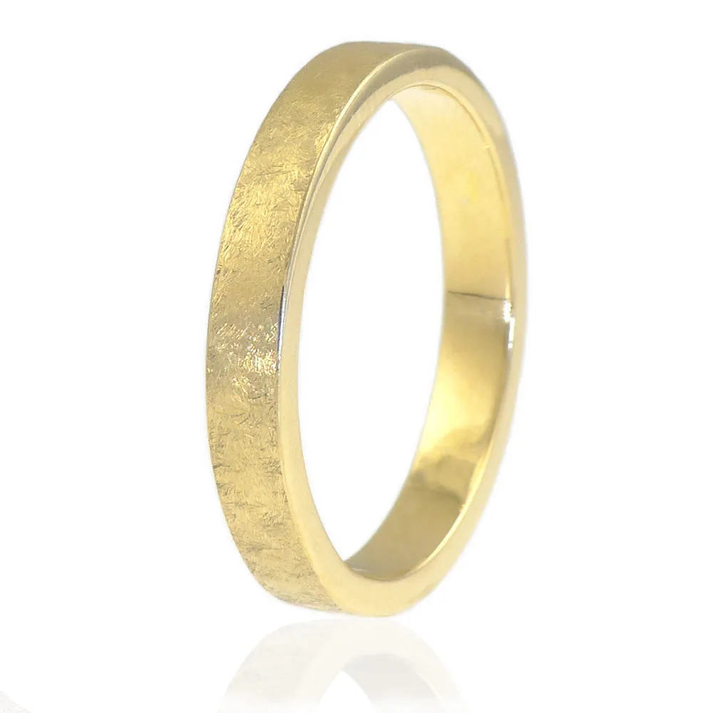 18ct Gold 3mm Flat Urban Finish Wedding Ring