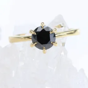 18ct Gold 6-Prong Set Black Diamond Engagement Ring