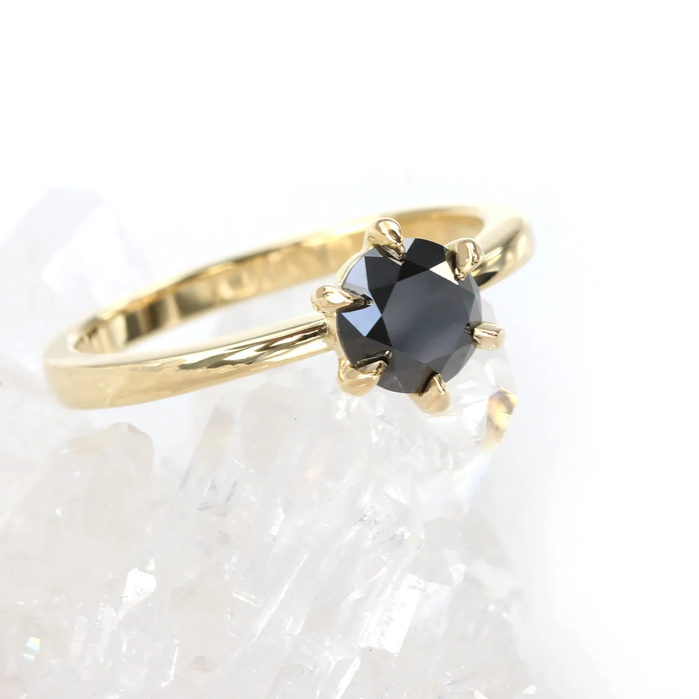 18ct Gold 6-Prong Set Black Diamond Engagement Ring