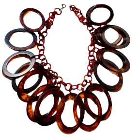 1970s Faux Tortoiseshell Statement Necklace