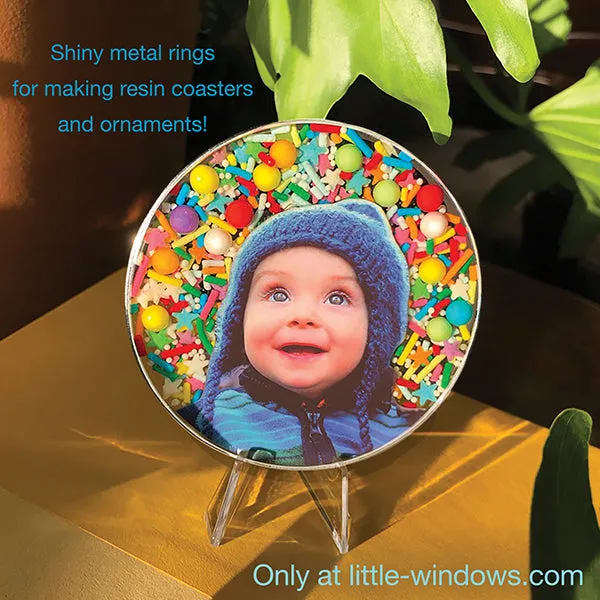 Back for the Season! Metal Rings   Backer Film for Coasters and Ornaments - 4 pack