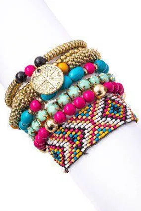 Beaded Layered Coin Bracelet