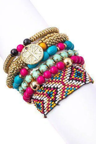 Beaded Layered Coin Bracelet