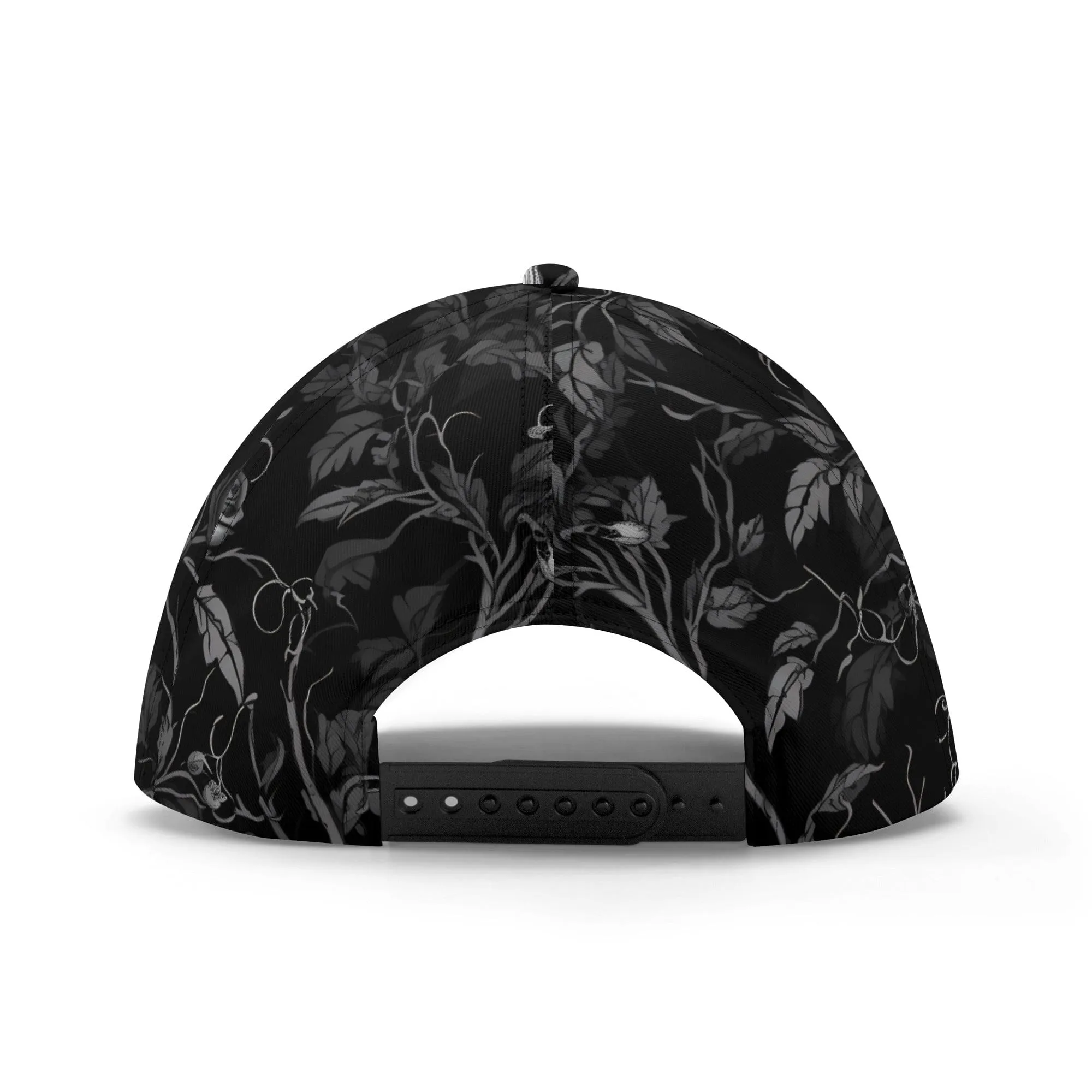 Black Floral Grim Reaper 7 Panel Baseball Caps