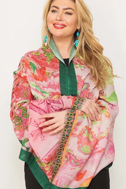 Cashmere Wool Printed Shawl - Winter Sale 50% - At checkout use code Winter50%