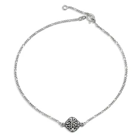 Celtic Love Knot Anklet Ankle Bracelet Sterling Silver Triquetra Design