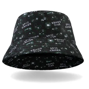 CityComfort Bucket Hat Kids Gamer Sun Hat for Boys and Girls - Black