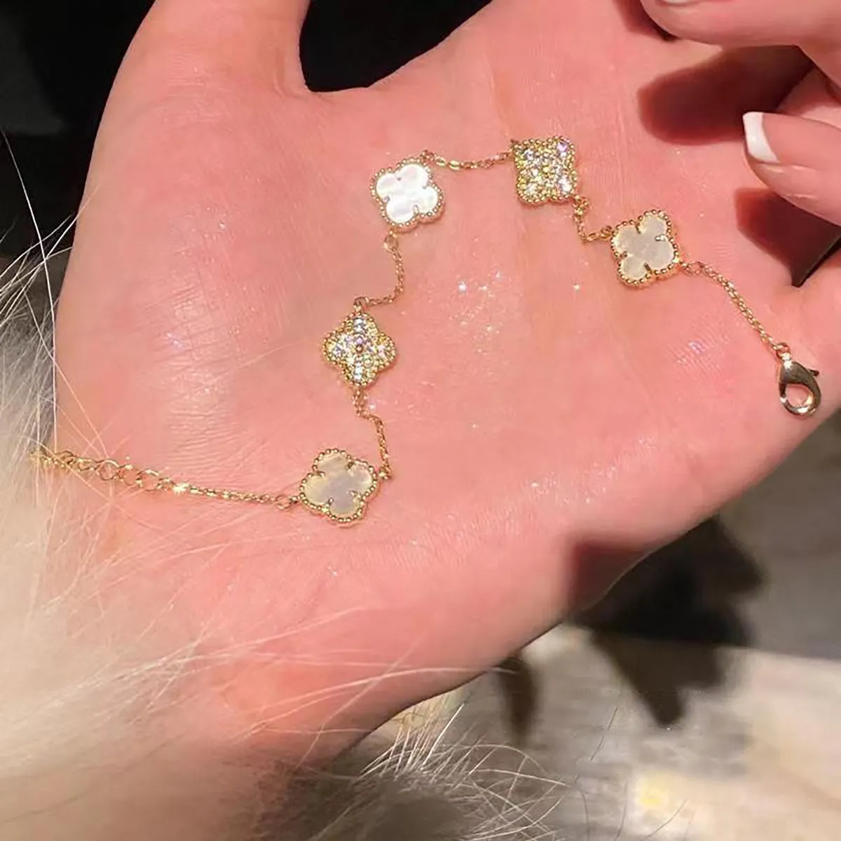 Clover WIsh Bracelet in 14k Gold Over Sterling Silver