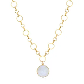 Coin Necklace - Rainbow Moonstone