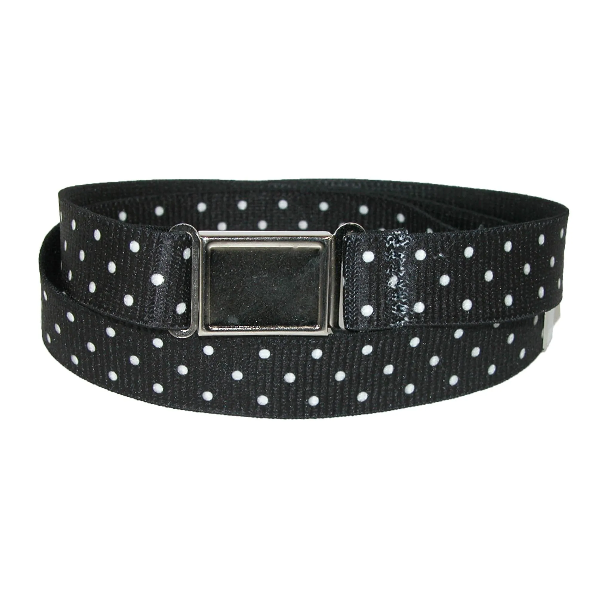 CTM® Women's Plus Size No Show Buckle Stretch Belt with Polka Dots