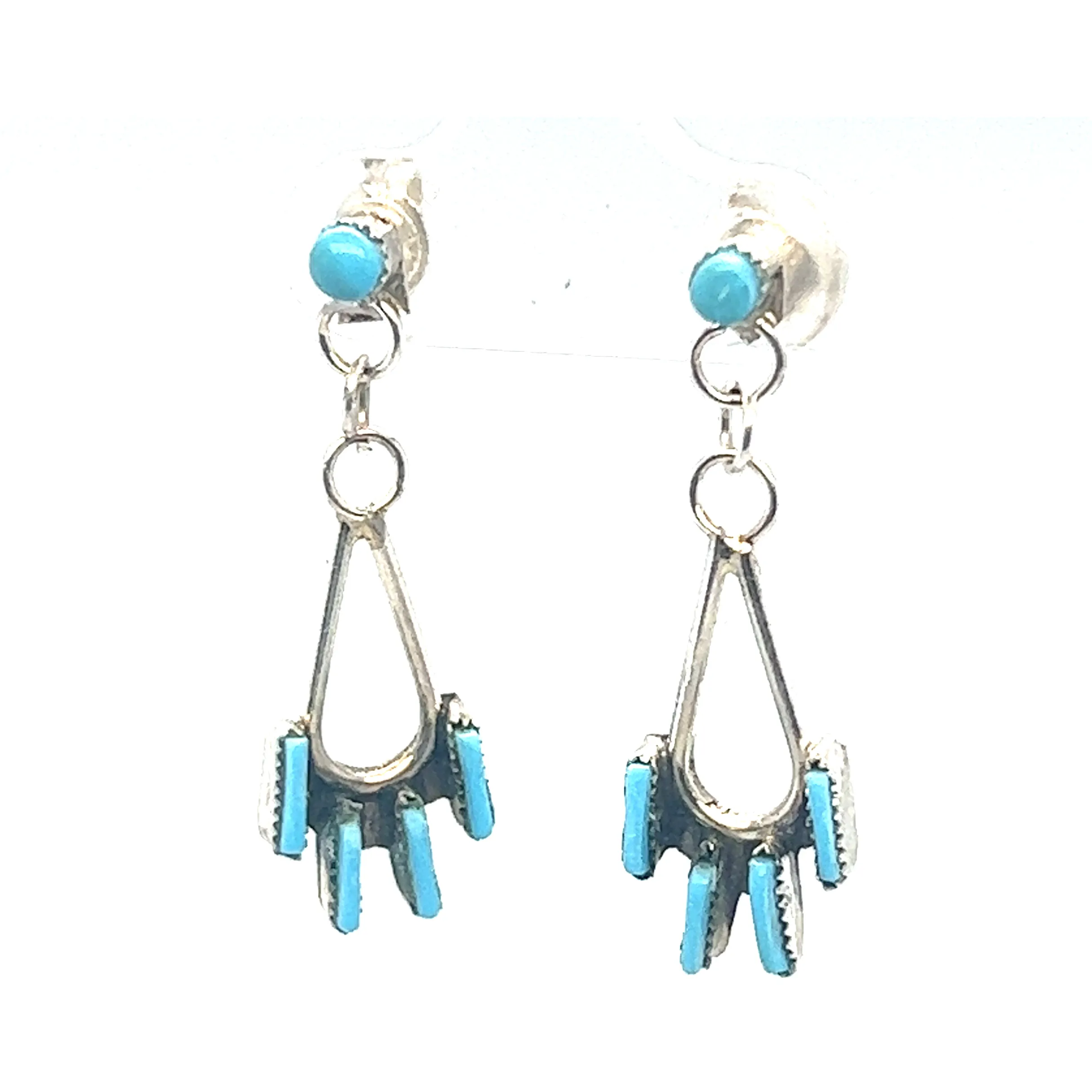 Delicate Needlepoint Zuni Turquoise Earrings