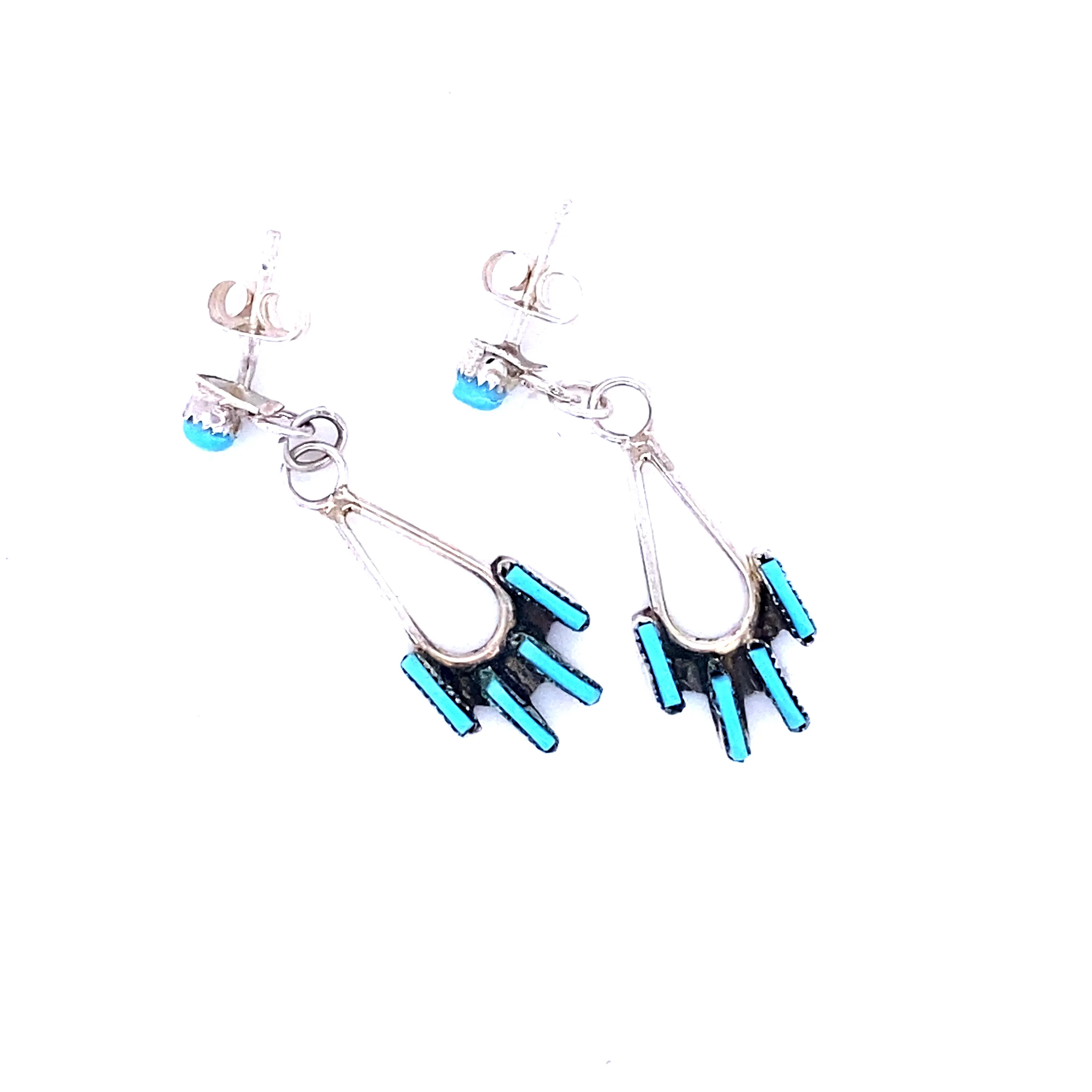 Delicate Needlepoint Zuni Turquoise Earrings