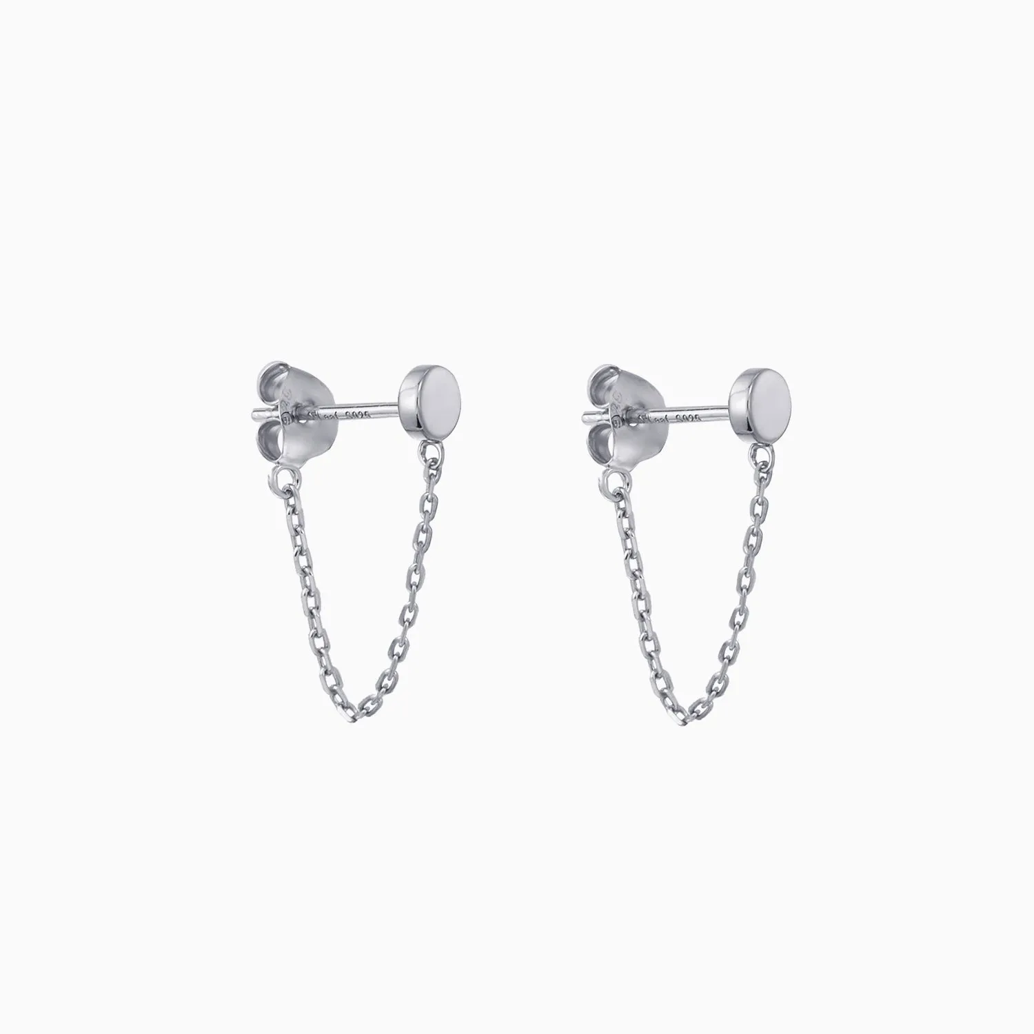 Dot with Chain Dangle Earrings