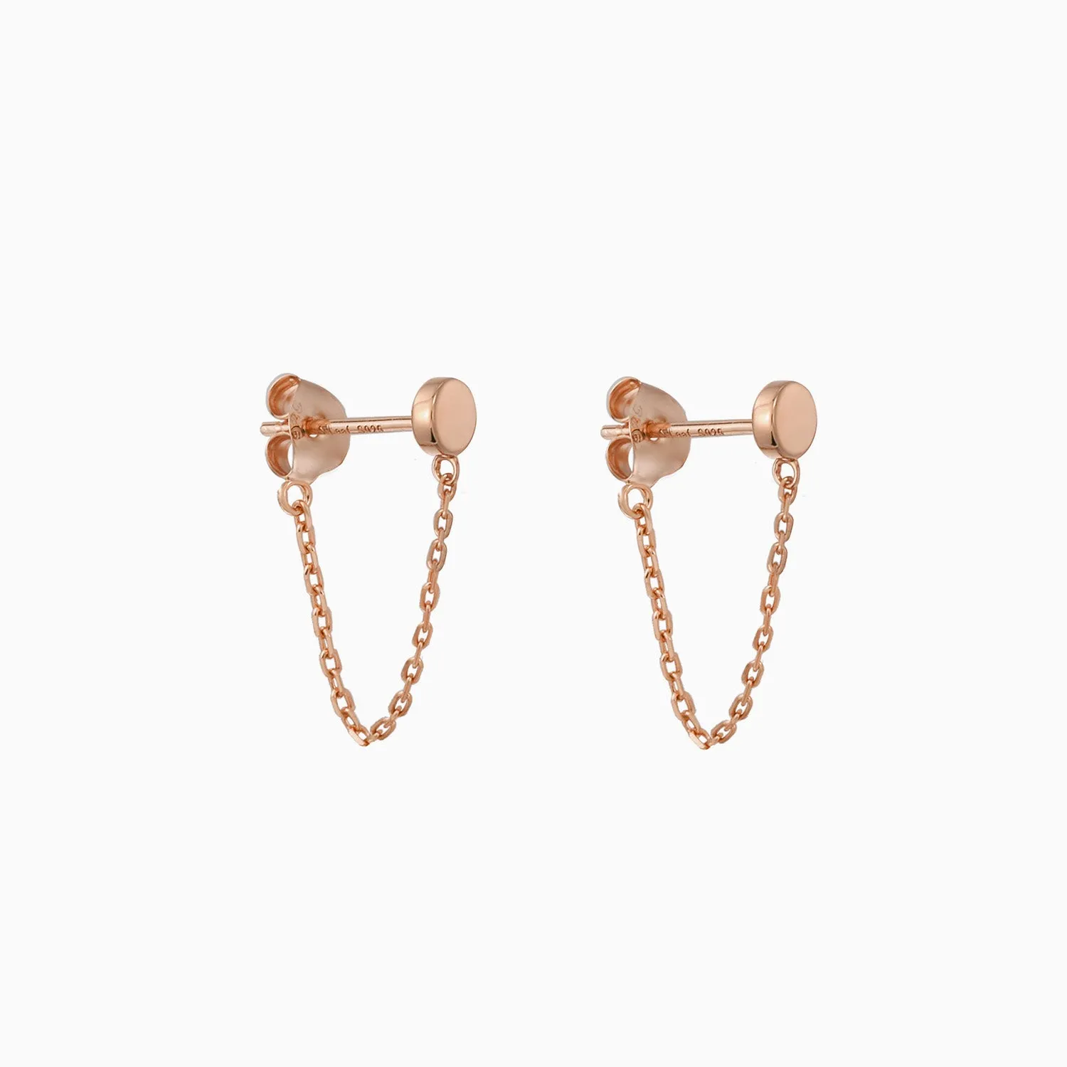 Dot with Chain Dangle Earrings