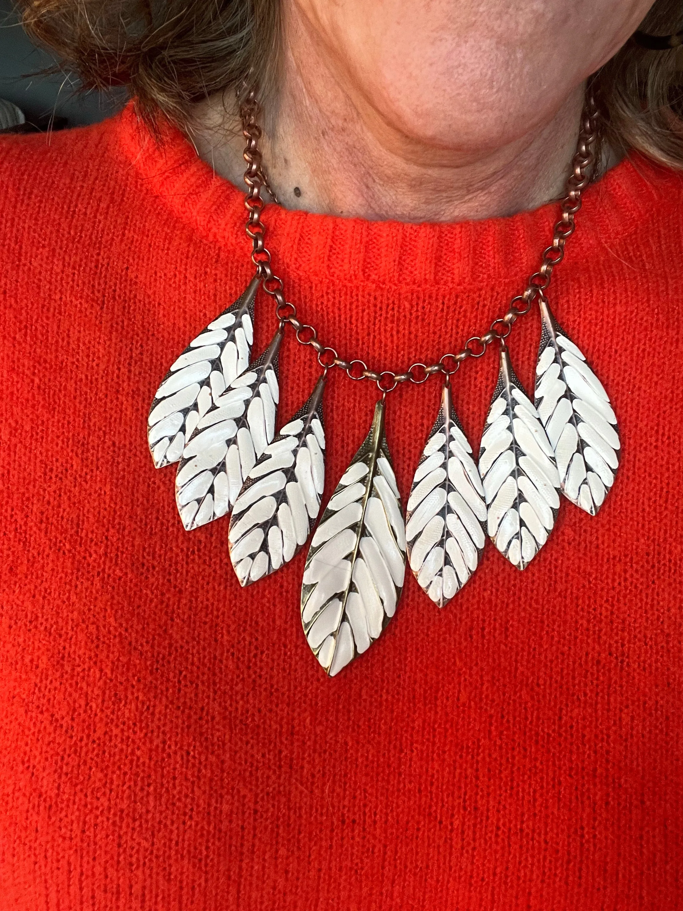 Gypsy Leaf Off-White Statement Necklace