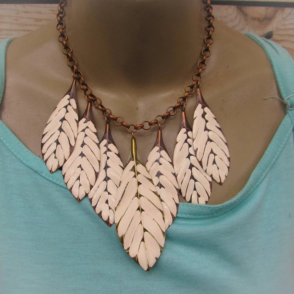 Gypsy Leaf Off-White Statement Necklace
