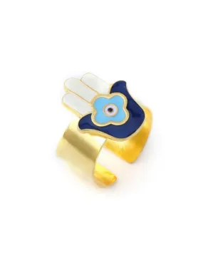 Hamsa Hand Adjustable Ring-Gold