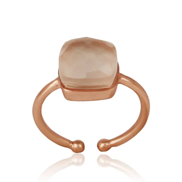 Handcrafted Large Square Rose Quartz Stone Ring