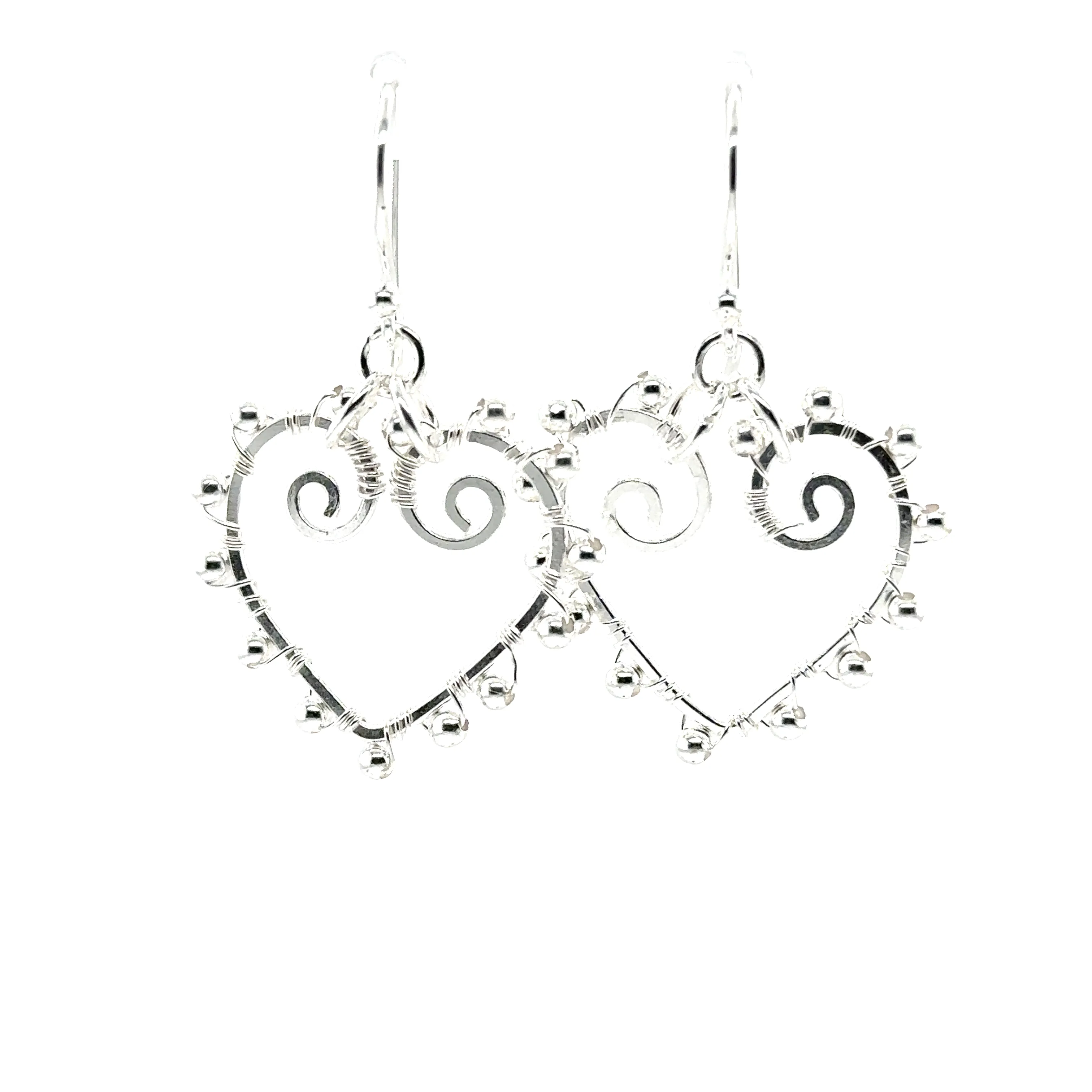 Heart Earrings With Silver Beads