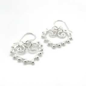 Heart Earrings With Silver Beads