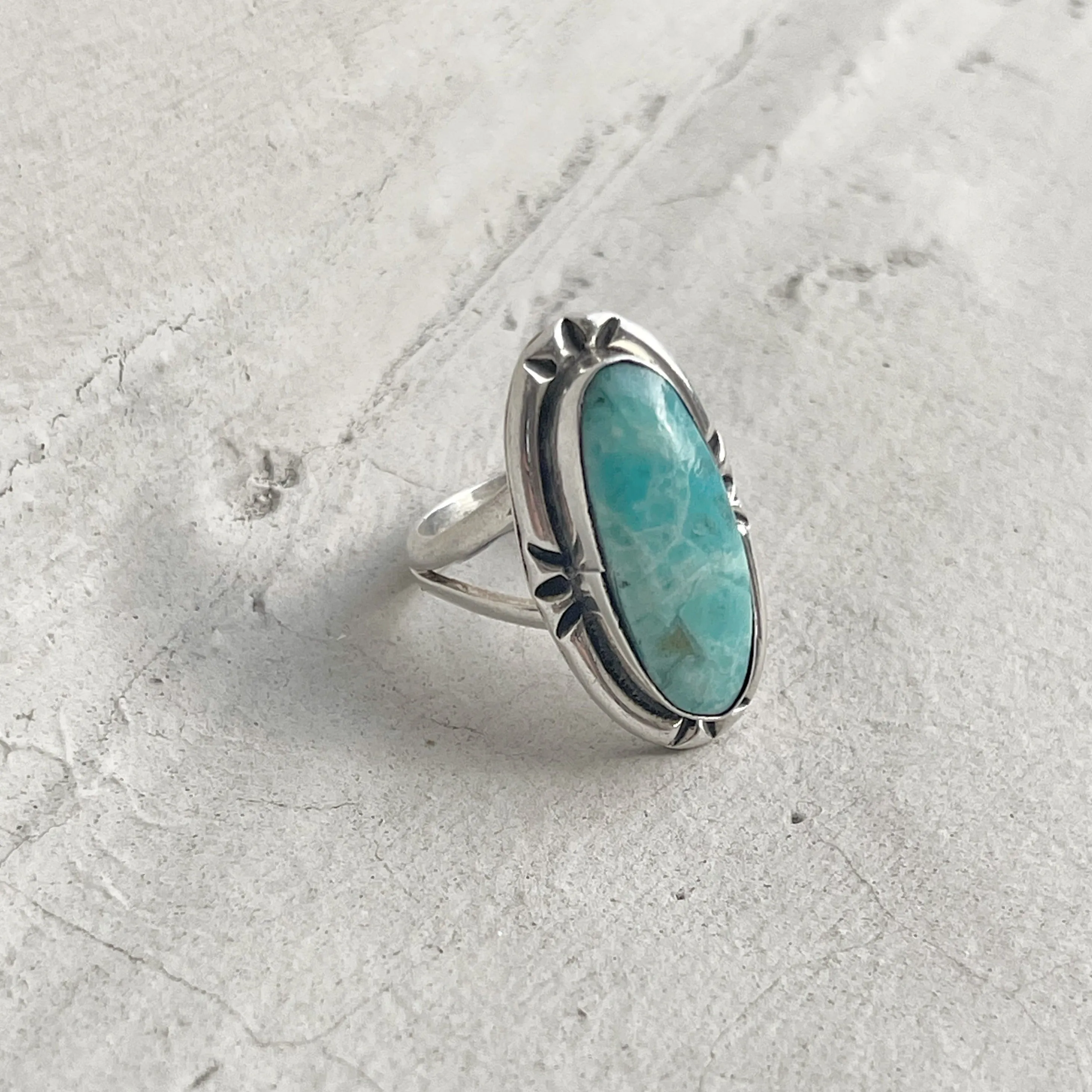 Indie Handcrafted 980 Silver Turquoise Ring