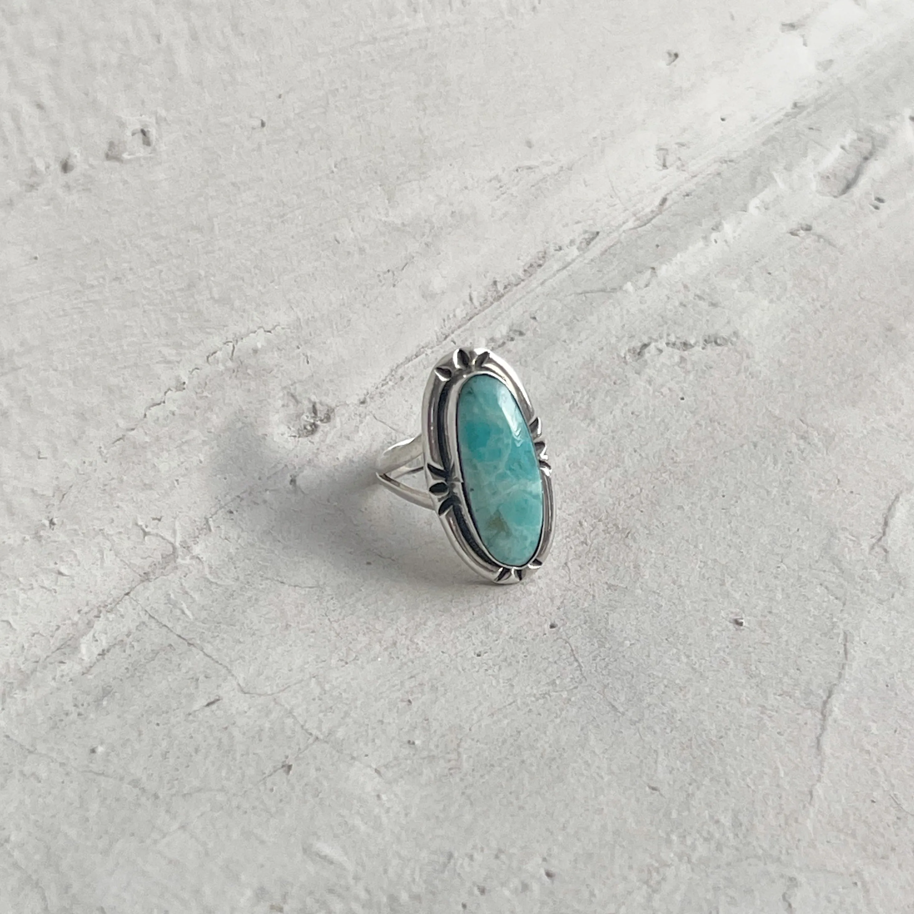 Indie Handcrafted 980 Silver Turquoise Ring