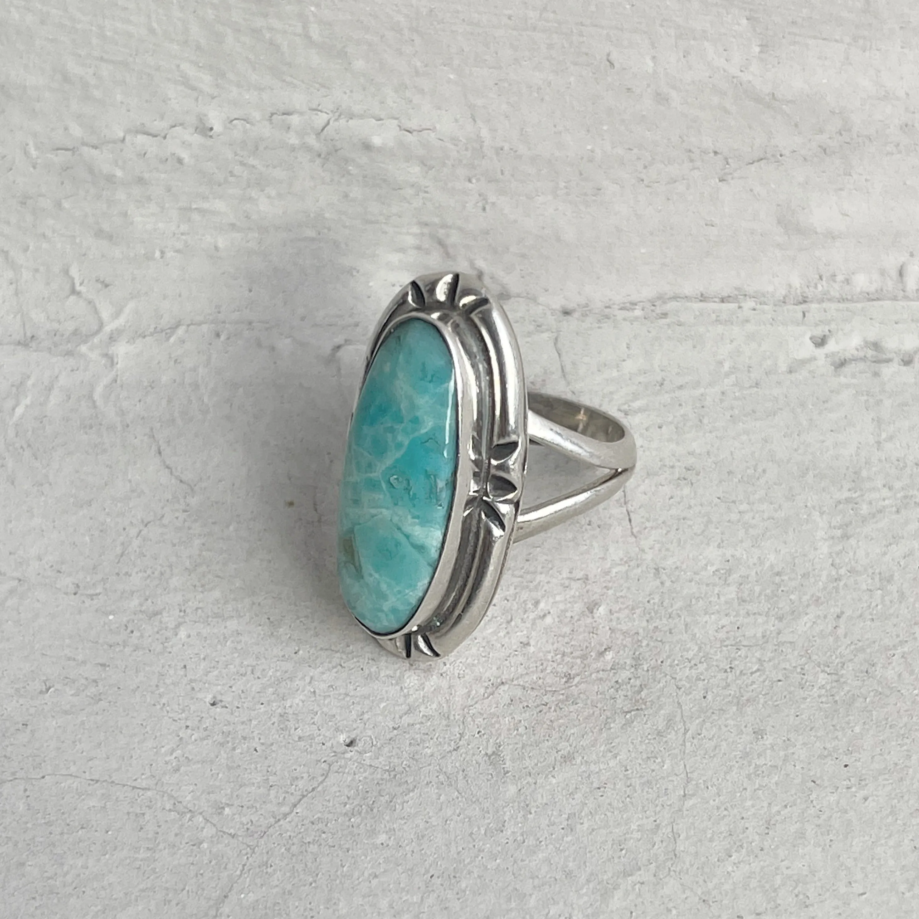 Indie Handcrafted 980 Silver Turquoise Ring