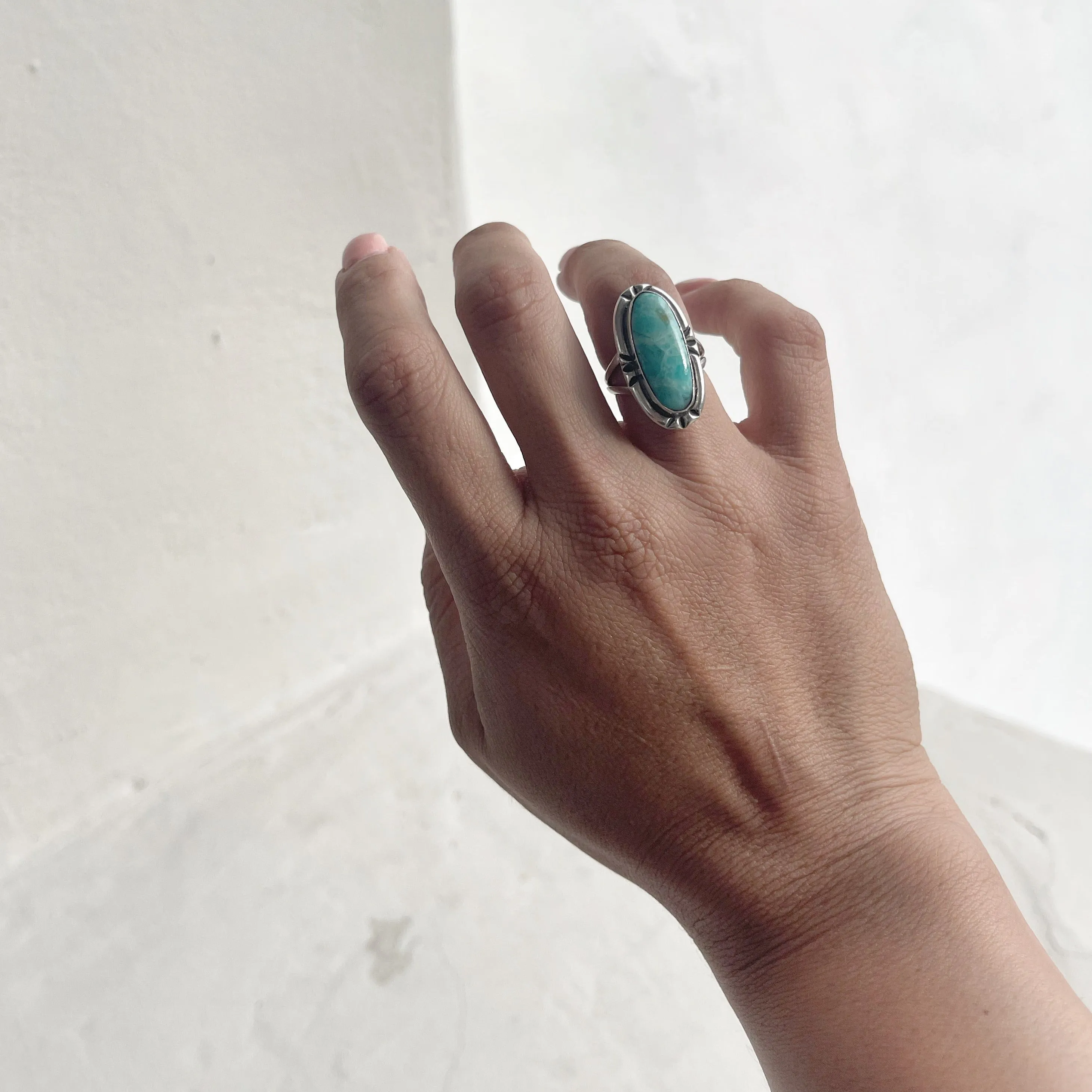 Indie Handcrafted 980 Silver Turquoise Ring