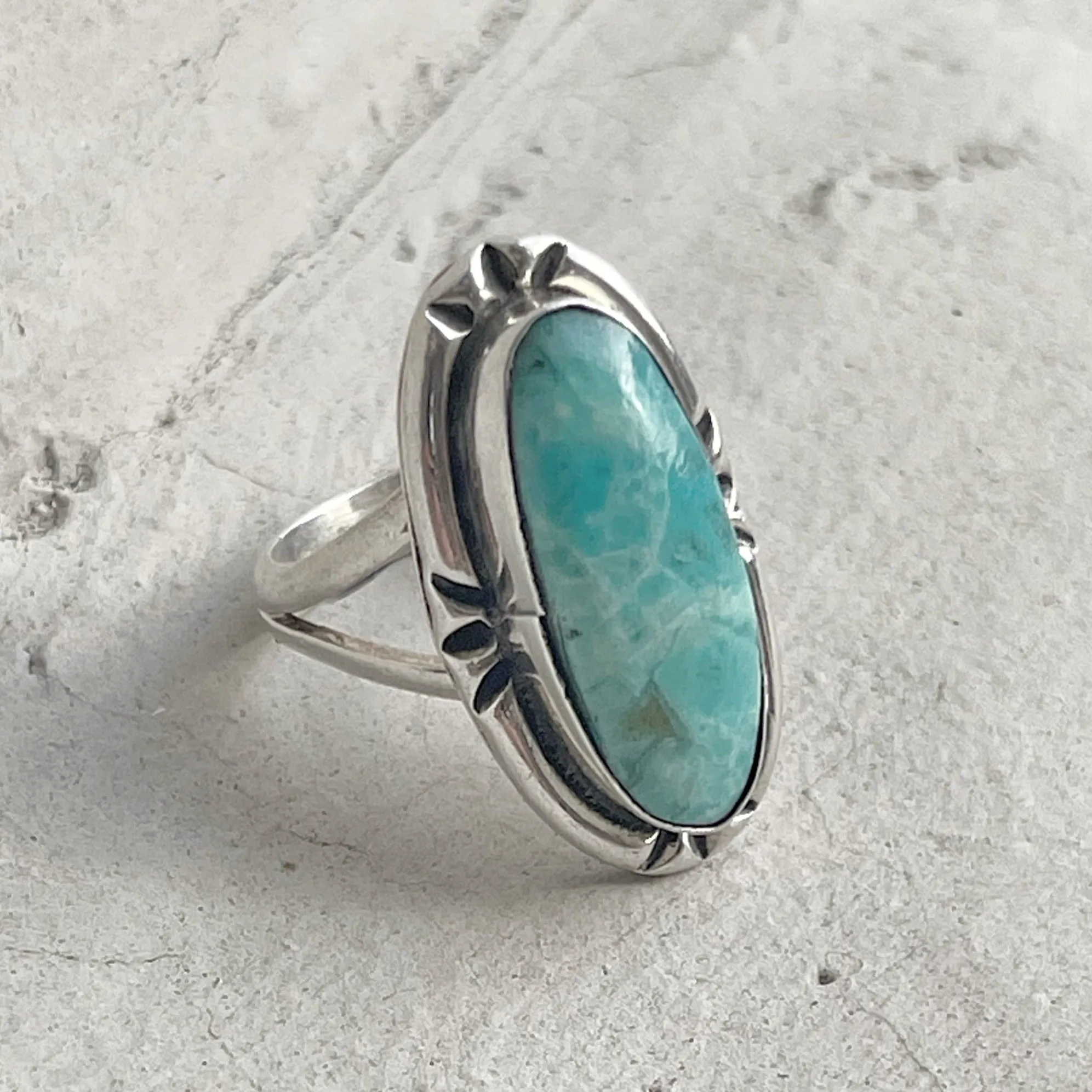 Indie Handcrafted 980 Silver Turquoise Ring