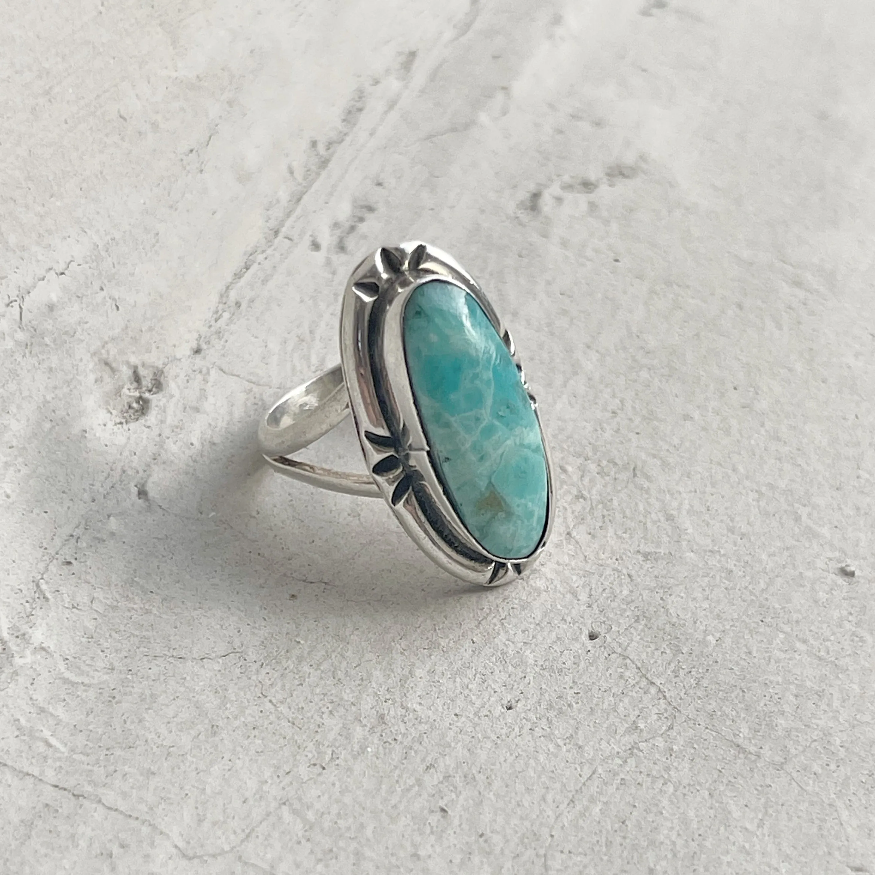 Indie Handcrafted 980 Silver Turquoise Ring
