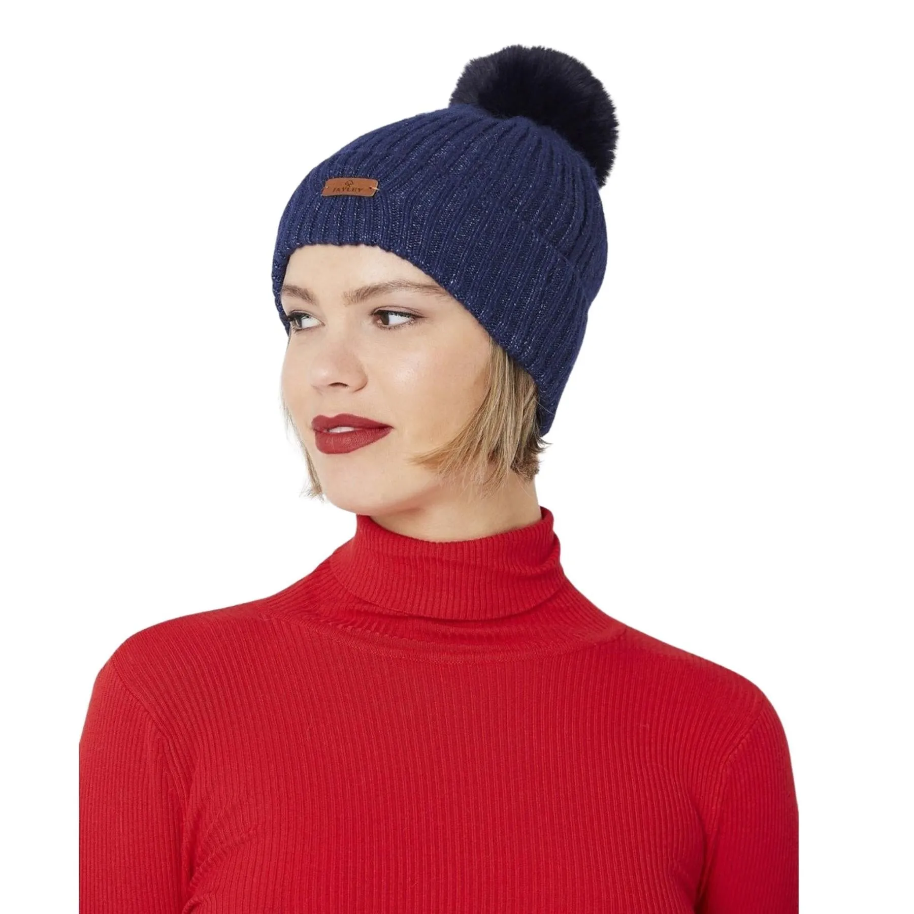 Jayley Wool Mix Bobble Hat | Navy
