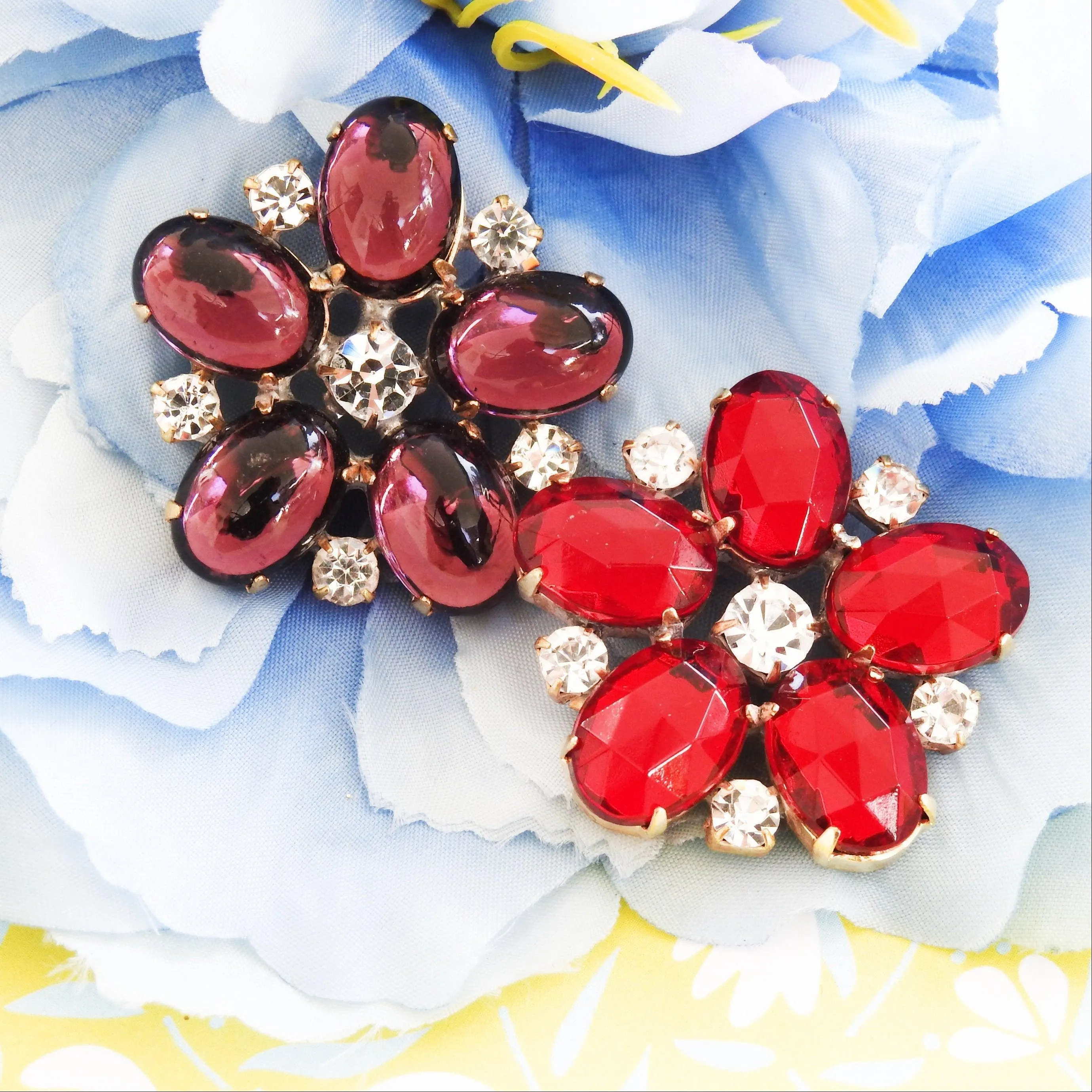 Large glass buttons for floral embellishments