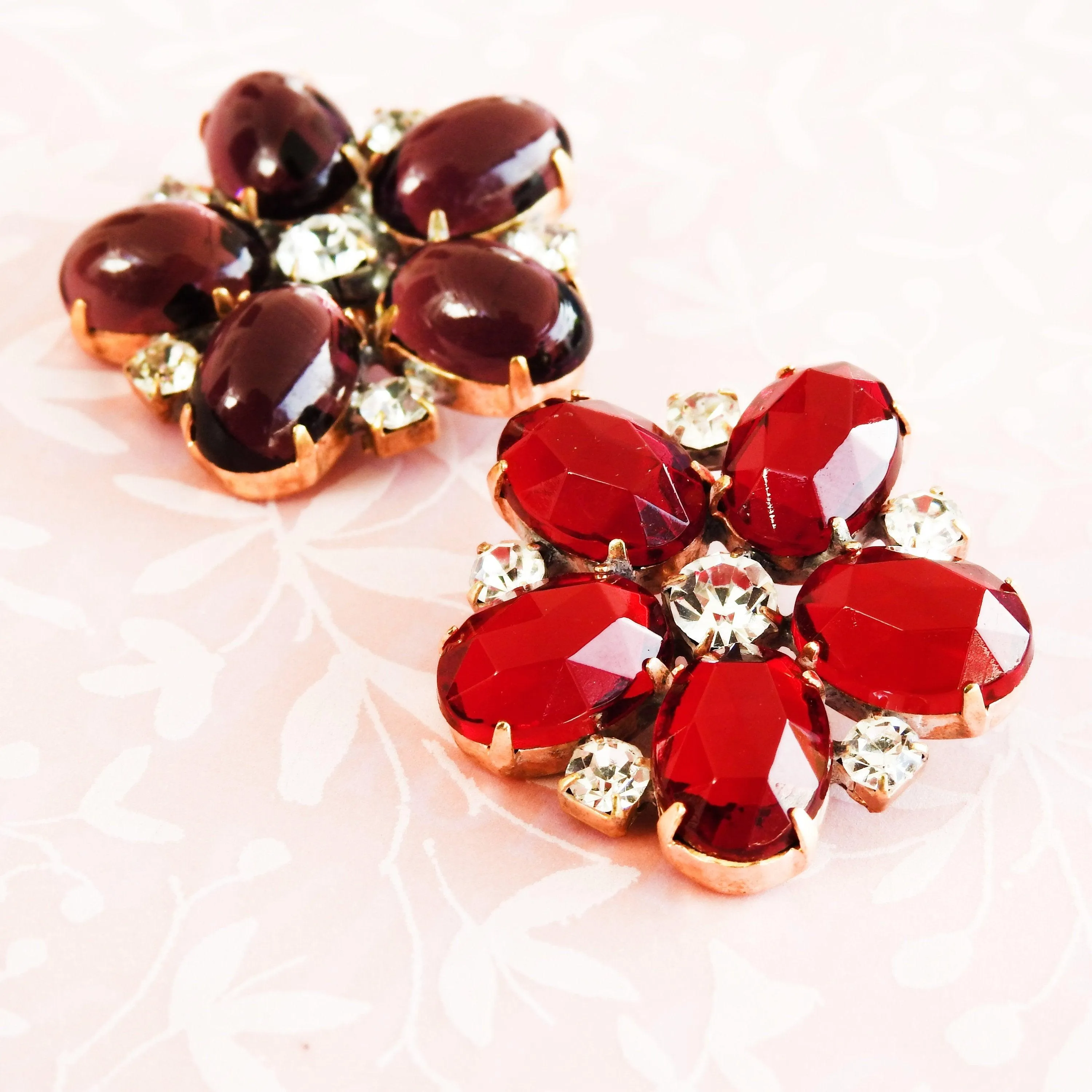 Large glass buttons for floral embellishments