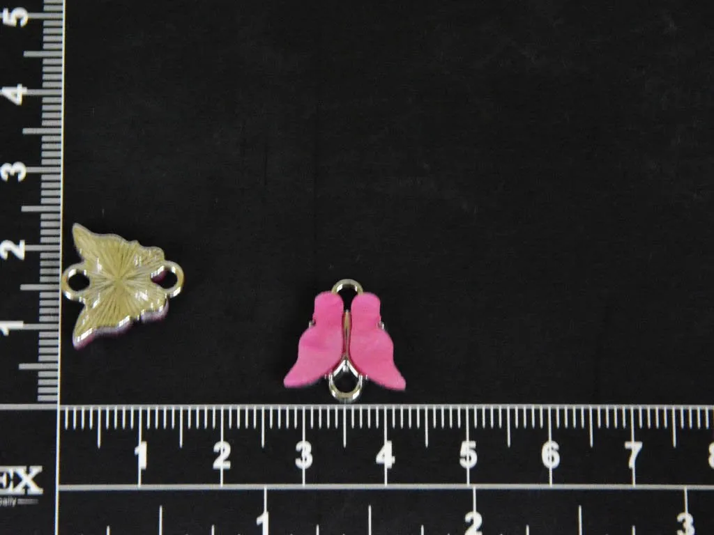Magenta Pink Butterfly Metal Charms