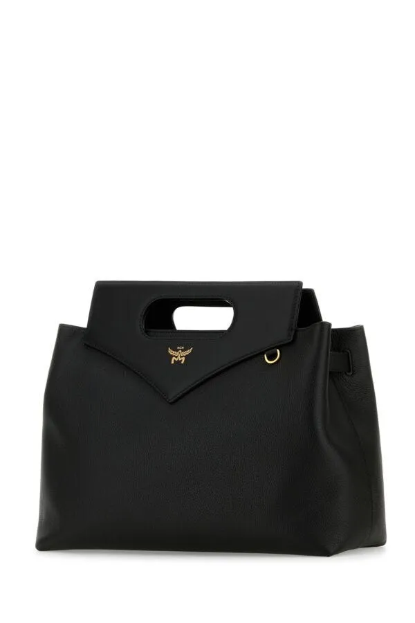Mcm Women Black Leather Large Soft Diamond Handbag