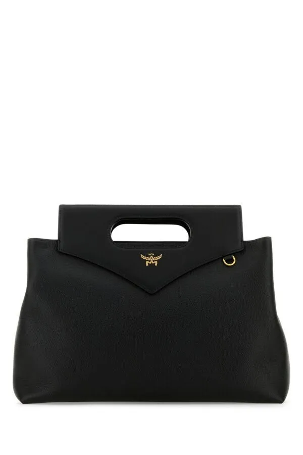 Mcm Women Black Leather Large Soft Diamond Handbag