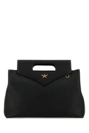 Mcm Women Black Leather Large Soft Diamond Handbag