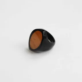 Oval Black and Wood Ring by Sylca