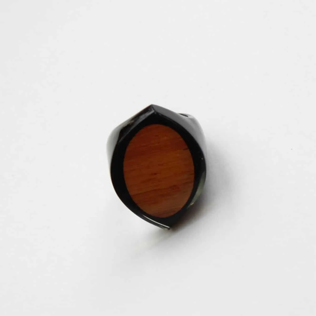 Oval Black and Wood Ring by Sylca