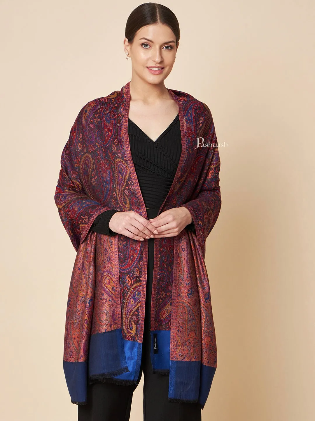 Pashtush Womens Bamboo Shawl, Chanting Paisley Design, Multicolour