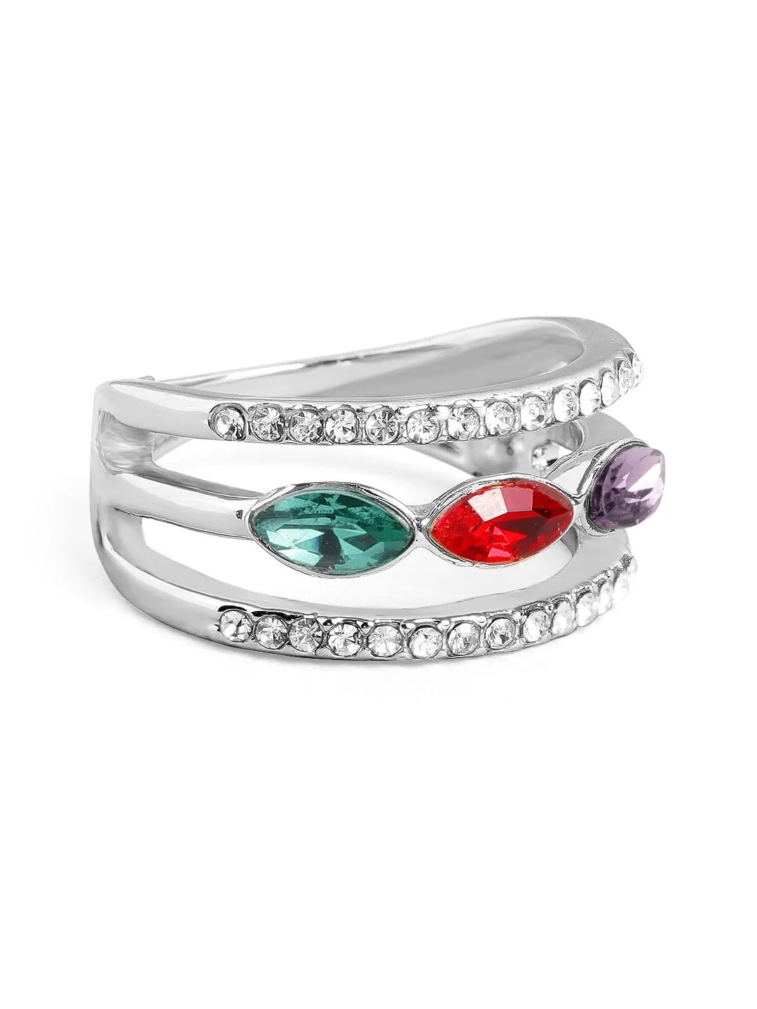 Rubans Silver Plated Handcrafted Color Stone Rings