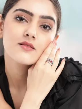 Rubans Silver Plated Handcrafted Color Stone Rings