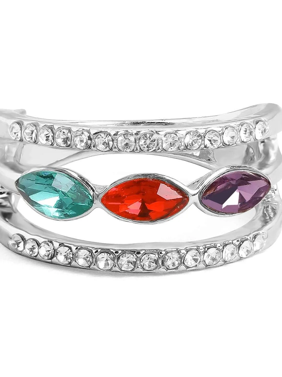 Rubans Silver Plated Handcrafted Color Stone Rings