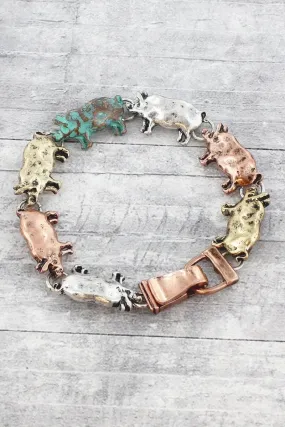 SALE! Burnished Multi-Tone Pig Magnetic Bracelet
