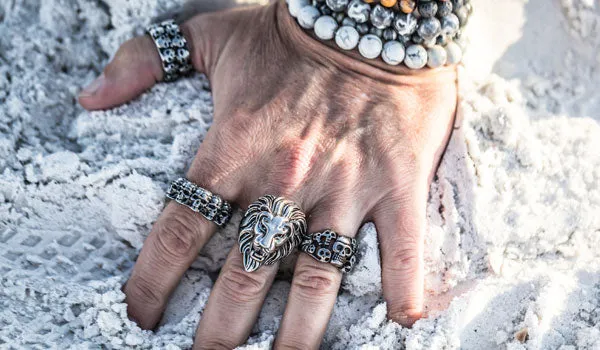 Silver Lion Head Ring