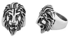 Silver Lion Head Ring