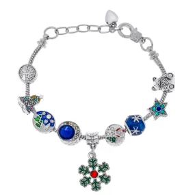 Silver Plated Snowflake Christmas Charm Bracelet
