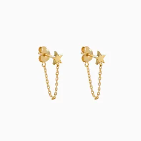 Star with Chain Dangle Earrings