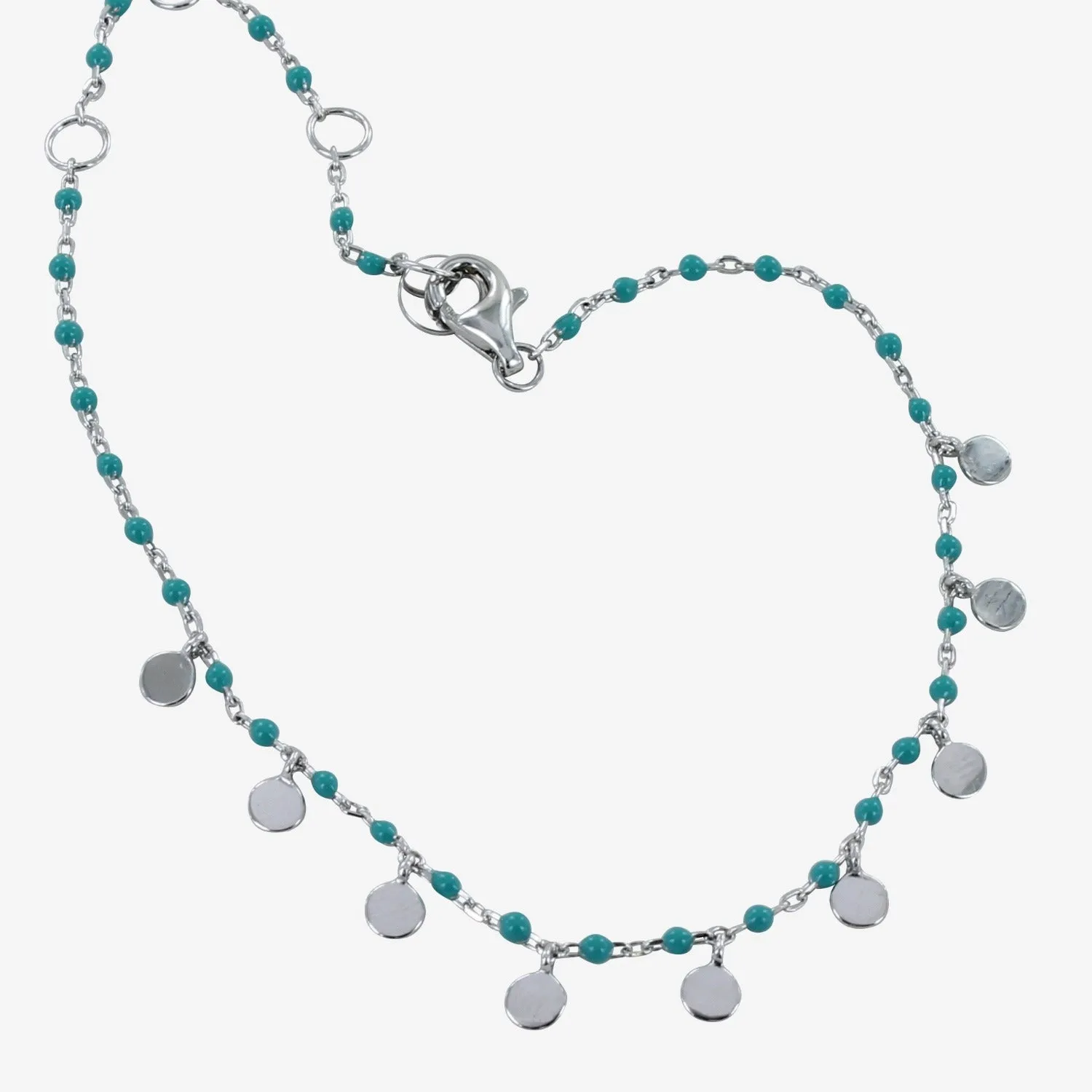 Sterling Silver and Turquoise Enamel Dotty Bracelet