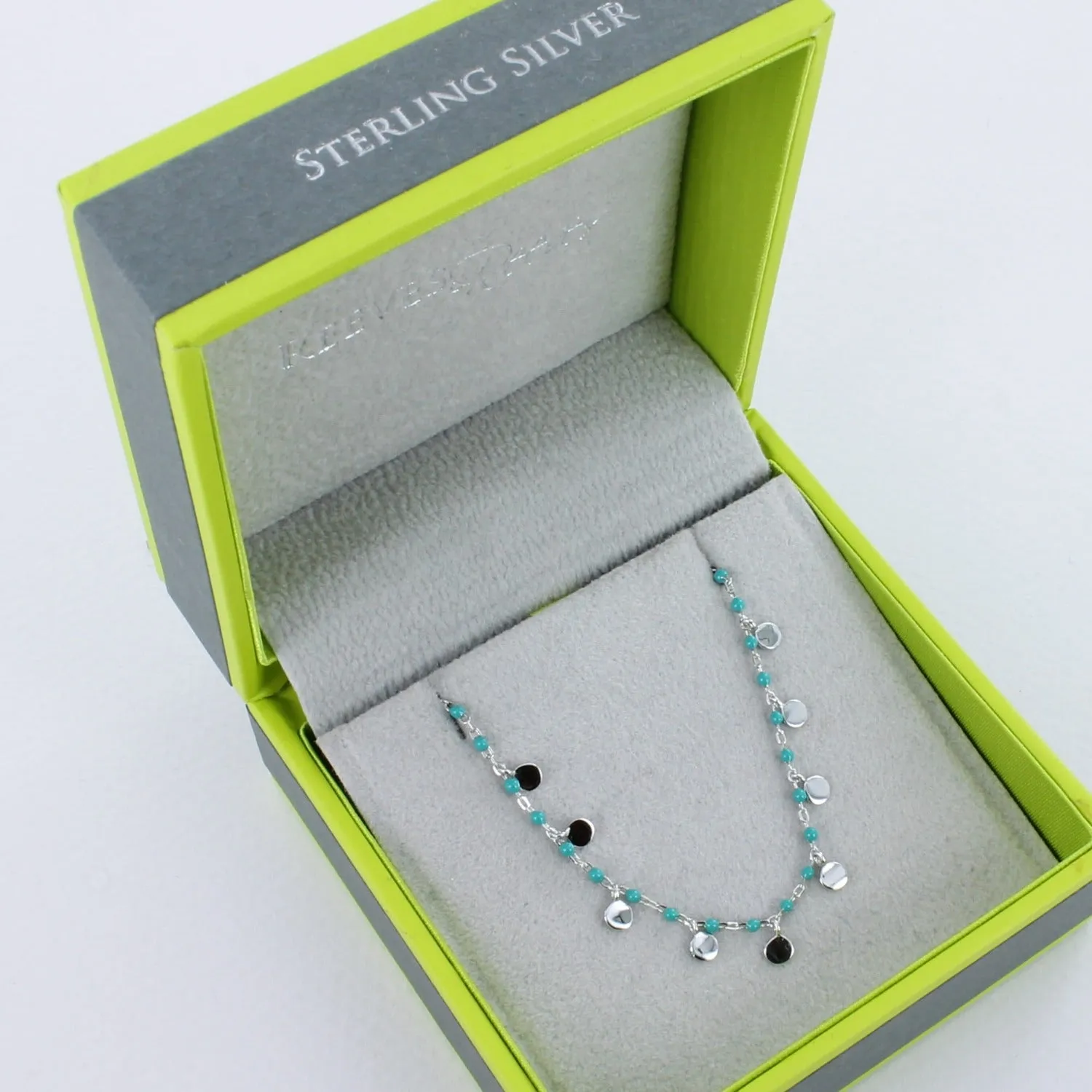 Sterling Silver and Turquoise Enamel Dotty Bracelet